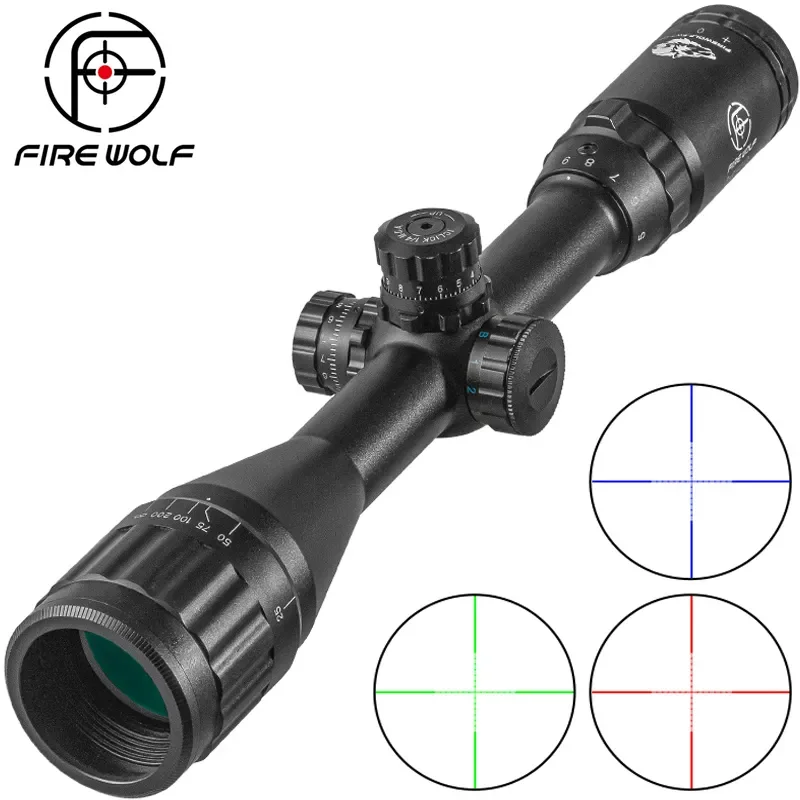 Тактический прицел FIRE WOLF 3-9X40 AOL Mil Dot, компактный оптический прицел с подсветкой, запираемый оптический дальномер