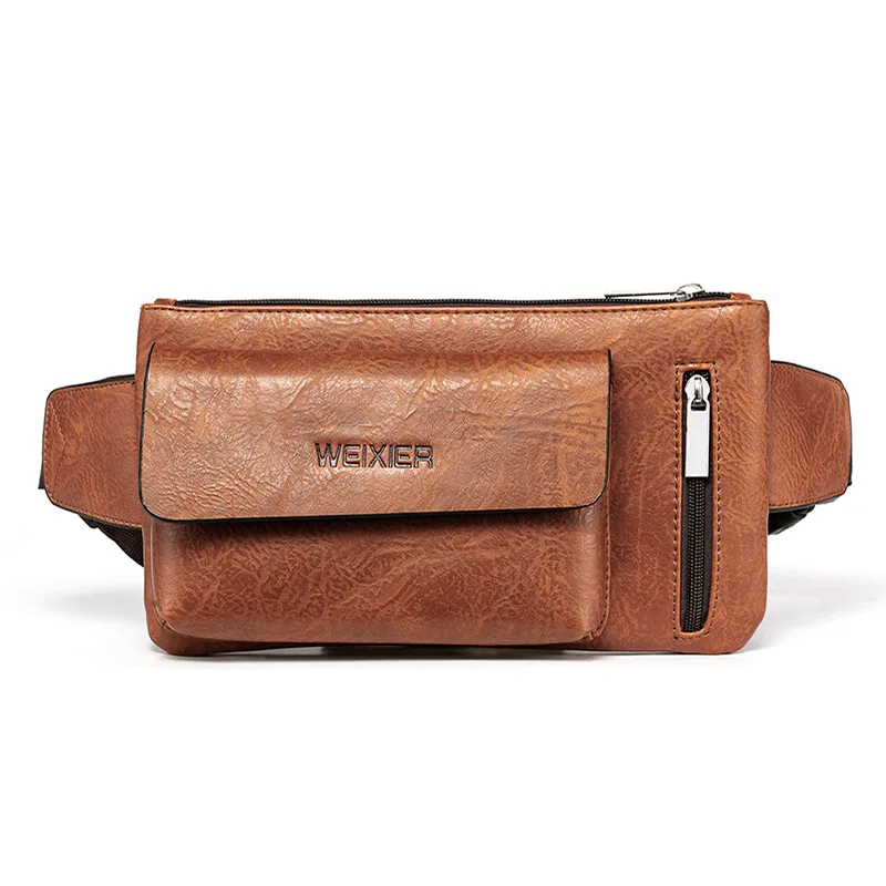 New Leather Chest Bags Men Luxury Sling Bag Multifunctional Waist Pack Cigarette Crossbody Bags Waist Cell Phone Bag For Male