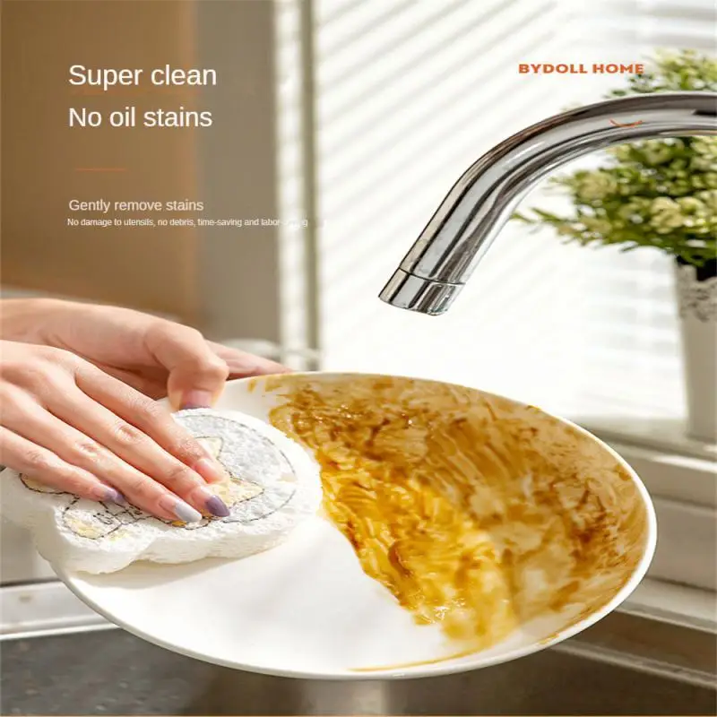 

Wood Pulp Sponge Wipe Water Swelling Oil-free Dishwashing Brush Can Hang Tableware Decontamination Cleaning Cotton Scrubbing Pad