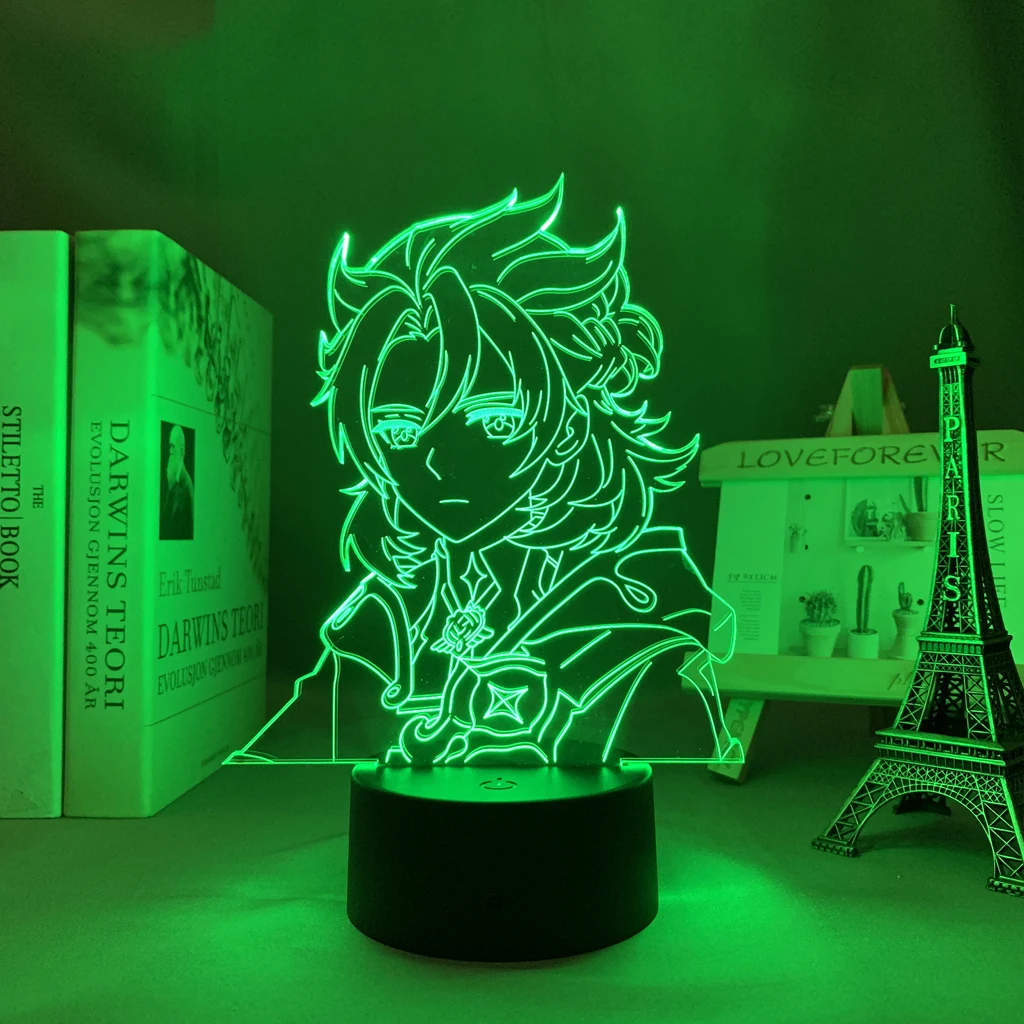 

Светодиодный ночник Genshin Impact Albedo, фигурка для комнаты, Декор, детский подарок на день рождения, ударопрочный стол Genshin, светодиодный ночсвети...