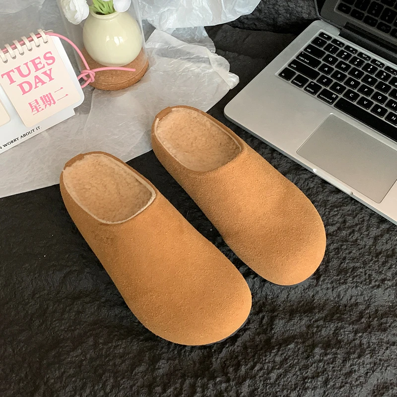 Обувь Зимние женские тапочки Меховые шлепанцы Pantofle Slides Cover Toe Плюшевые туфли на