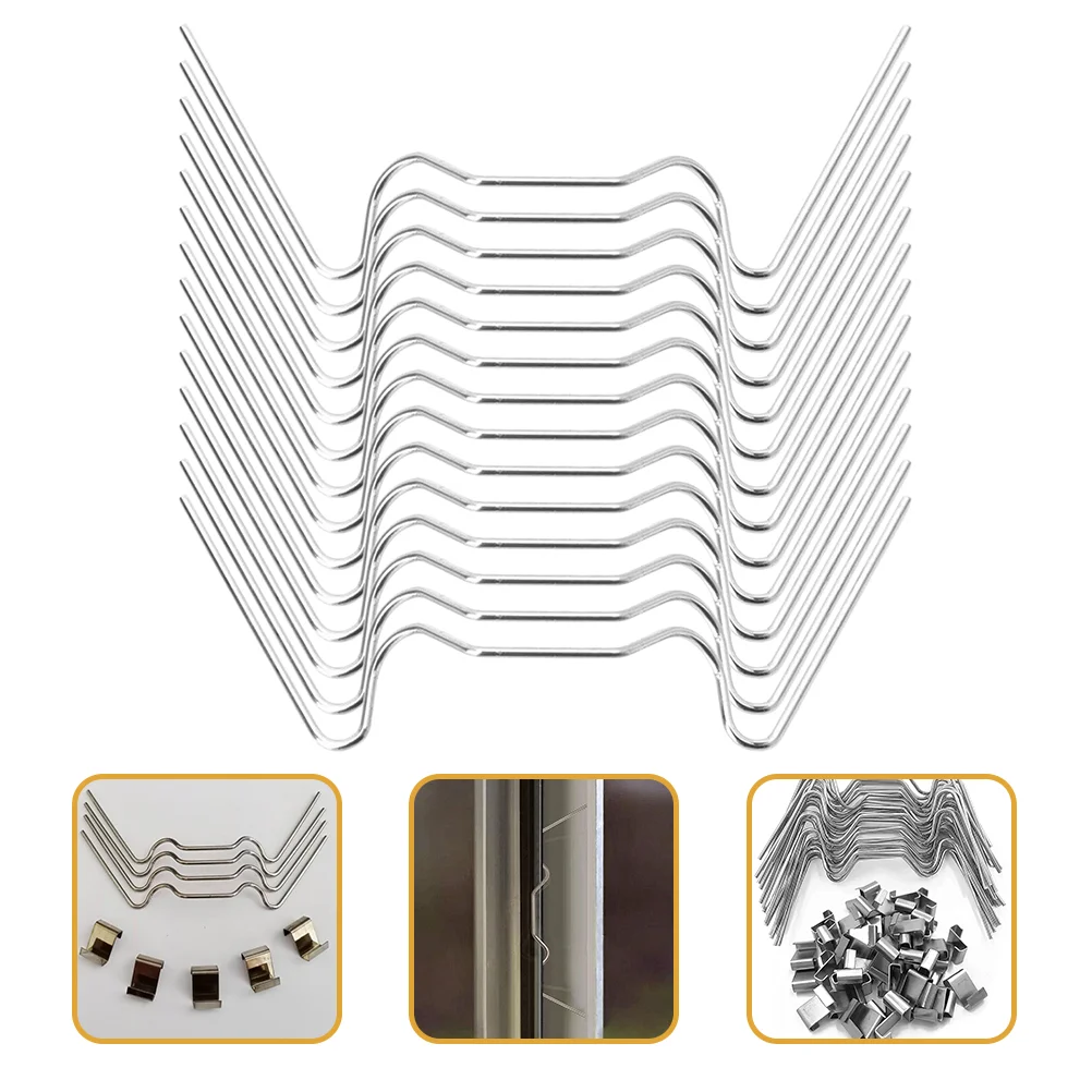 

50 Pcs Stainless Steel Clips Greenhouse Glass Clamps W Wire W-wire Window Securing Pane Supplies