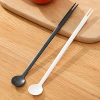 2 in 1 spoon fork household kitchen fruit fork stirring spoon cooking tasting spoon creative long handle plastic stirring spoon