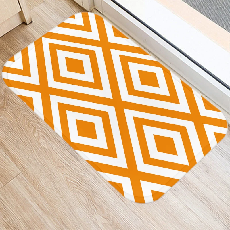 Модный оранжевый коврик для входной двери с геометрическим рисунком, нескользящий напольный коврик для ванной и кухни, домашний декор для комнаты, нескользящий коврик