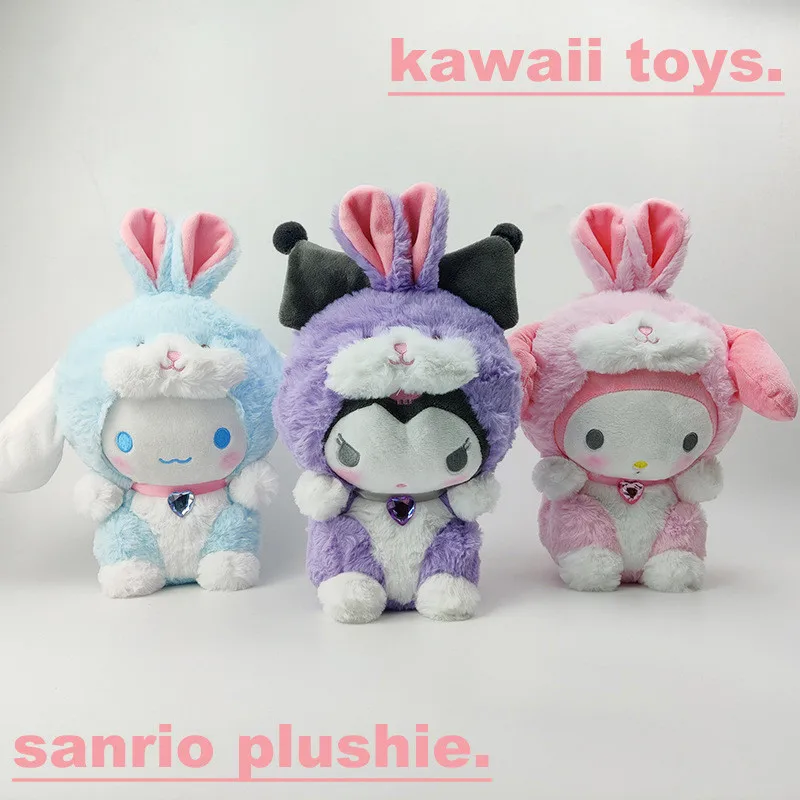 

Hello Kitty Kawaii Плюшевые игрушки Sanrio Plushie Kuromi Cinnamoroll Kawaii кукла перекрестный кролик Новогодний подарок девочке