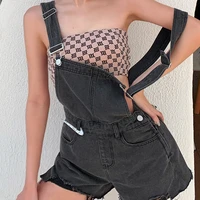 hot girl suspenders shorts 2021 summer new ins loose high waist wide leg jeans shorts shorts overalls womens tide