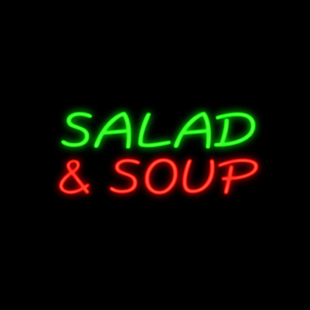 

Salad & Soup Lamp Custom Handmade Real Glass Tube Restaurant Delis Food Trailer Advertise Decor Display Neon Sign Light 17"X10"