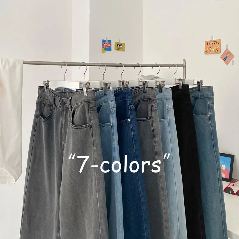 

Men's Vintage Denim Jeans Casual Straight Male Wide Trousers Streetwear Oversized Solid Men Women Pant Baggy Clothing