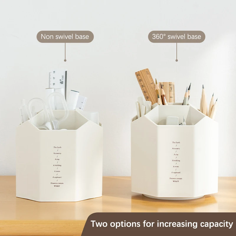 

Large Capacity Desk Organizer Accessories Pen Holder Desktop Hexagon Pencil Pot