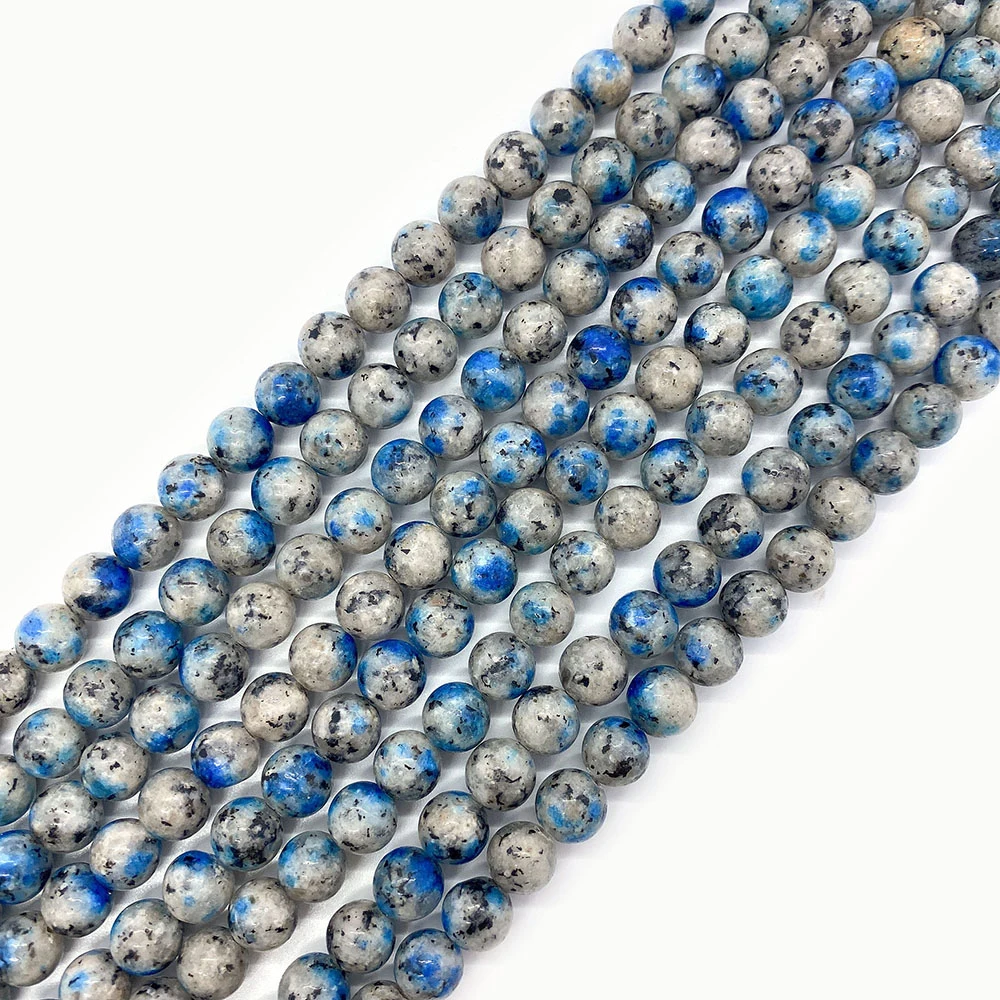 

Round Loose Beads Natural Stone White Dot Bluestone 6-10mm DIY Making Necklace Earring Bracelet Jewelry Charms Beaded Accessory