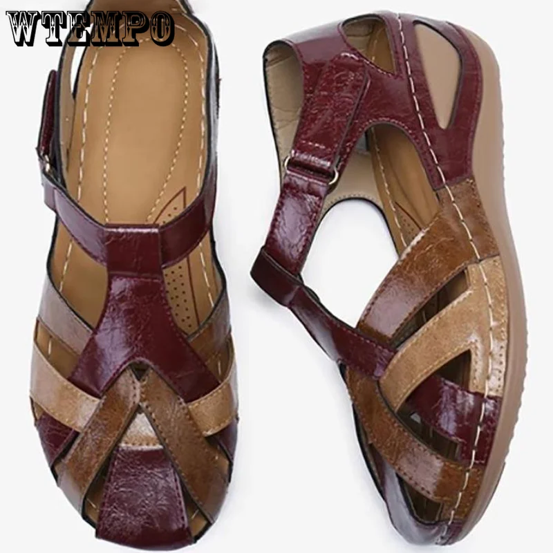 WTEMPO Ladies Sandals Summer Women's Shoes Plus Size Wedge Sandals Bunch Foot Casual Printed Sandals Wholesale Dropshipping