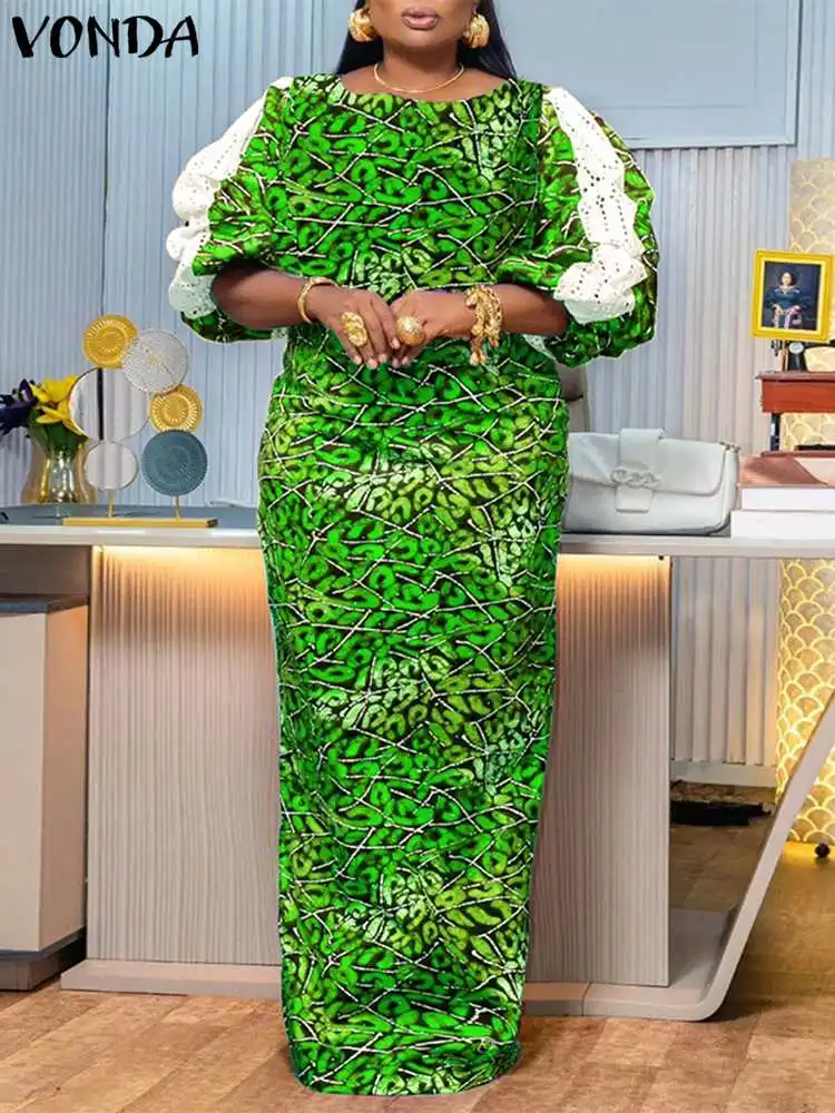 Женское платье VONDA 2024 длинный сарафан с богемным принтом модель 3/4 вечерние Vestido