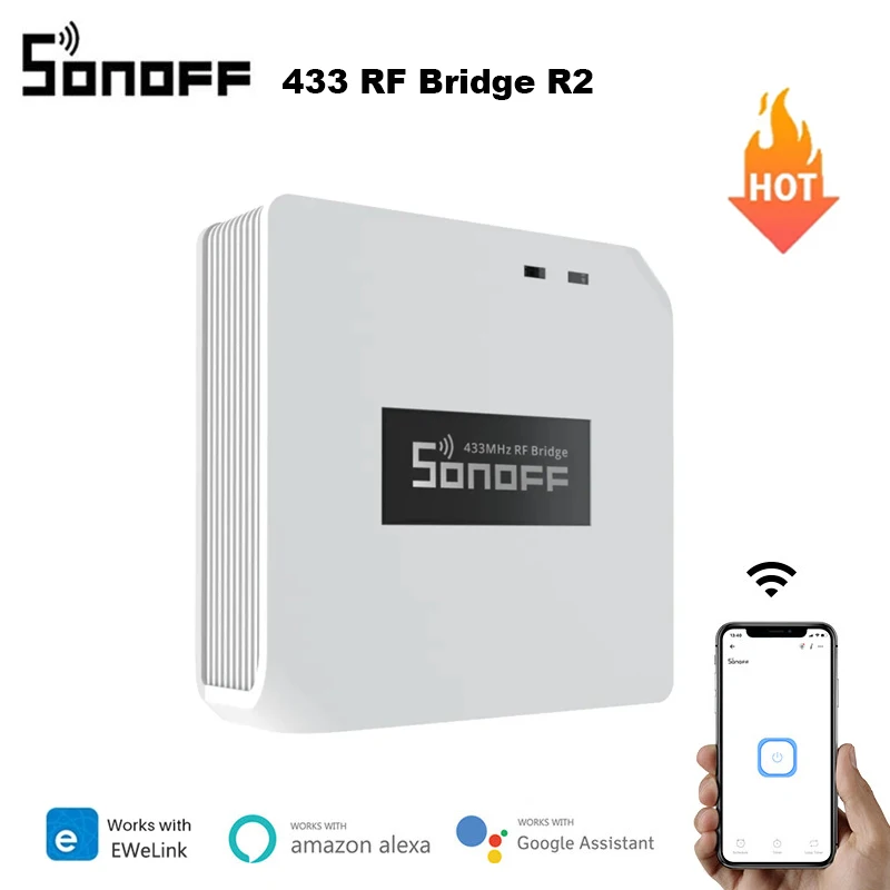 Sonoff RF Brücke R2 433 RF Fernbedienung, um WiFi Drahtlose Fernbedienung Smart Home Fernbedienung Über Ewelink APP Arbeit mit alexa Google Hause