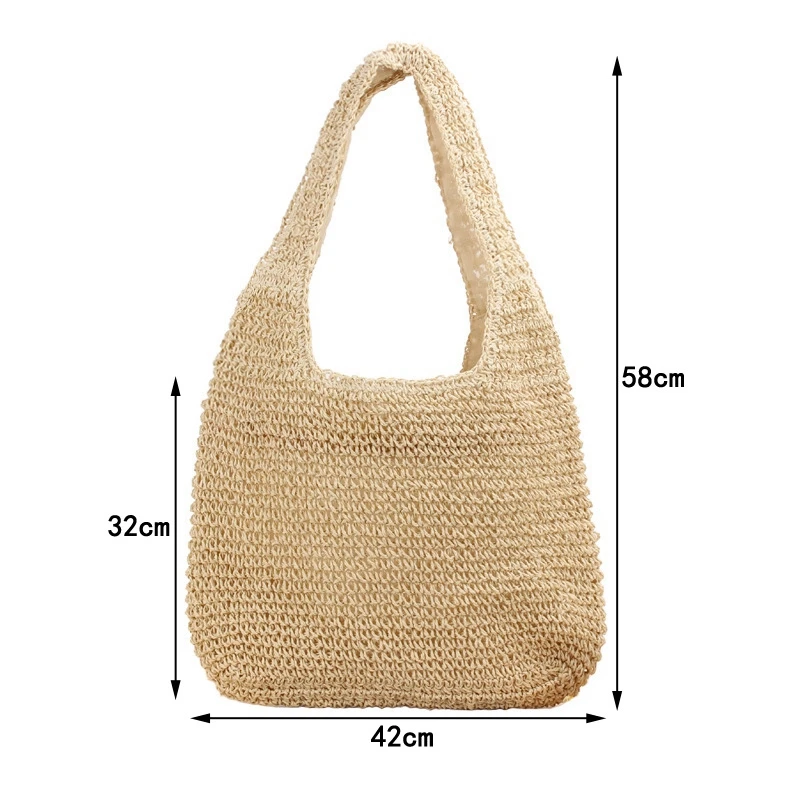 Trend handmade woven bags casual large capacity beach bag Lady Tote Vacation Shoulder Bag Summer Shopping Travel Bag