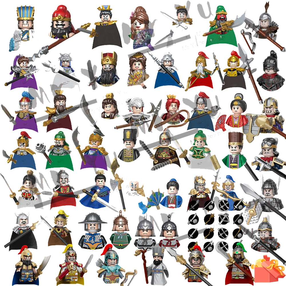 

Chinese History Of The Three Kingdoms 3D Mini Figures Weapon Models Assembled Building Blocks Kids Toys For Boys Birthday Gifts