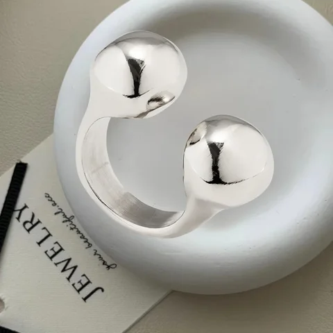 Серебряное геометрическое открытое кольцо