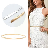new fashion women skinny belt simple thin slim metal elastic versatile waist belt color adjustable buckle gold silver belt d5c3