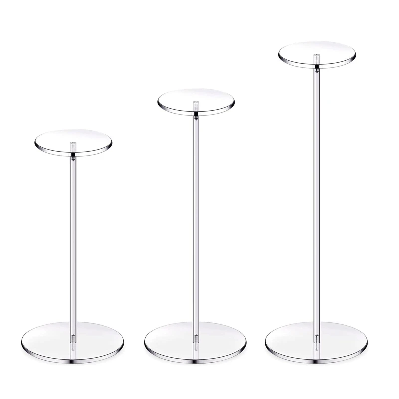 

Premium Clear Round Acrylic Pedestal Display Riser Stands Cap Hat Rack Decor