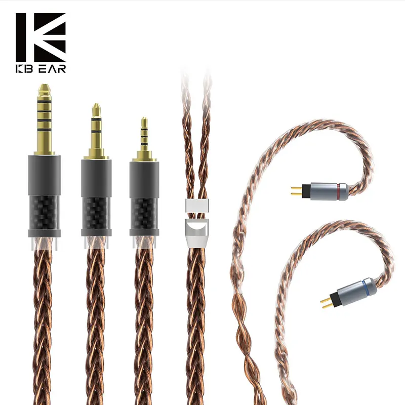 KBEAR Crystal-B 8Core 7N OCC Upgrade HiFi Earphone Litz PVC Cable MMCX/2Pin/QDC/TFZ Earbuds Headset For Robin TRI I3 Pro - купить по