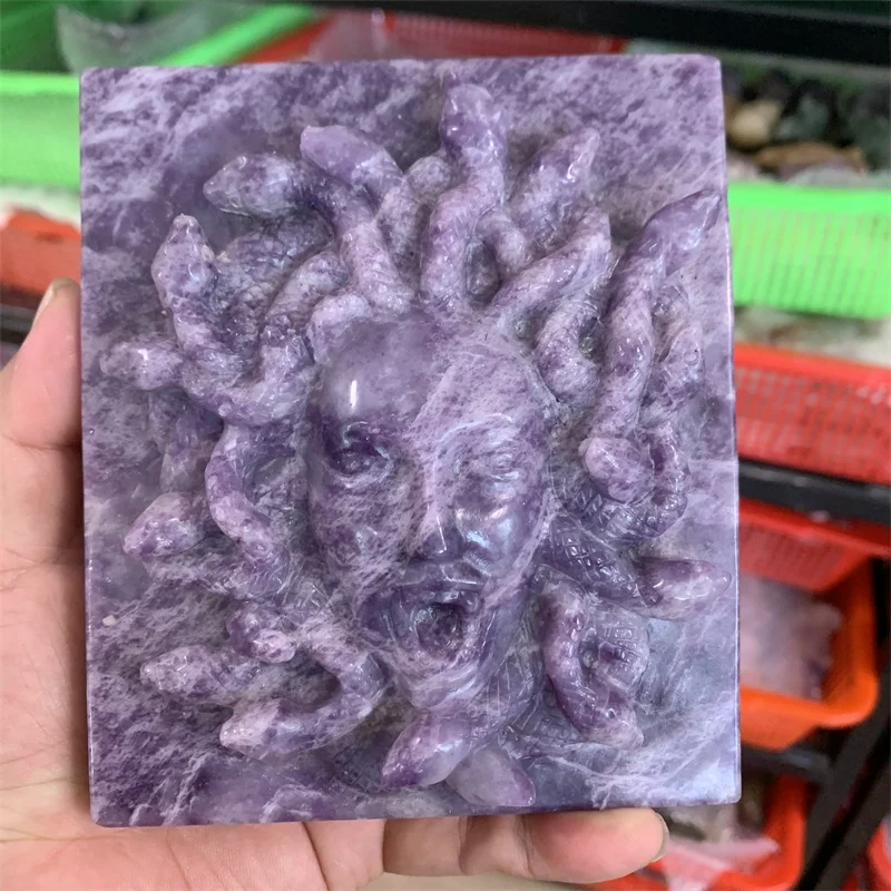 

Натуральный лепидолит, кристалл Medusa, ручная работа, искусственный камень, домашний декор, креативные рождественские подарки для детей, 1 шт.