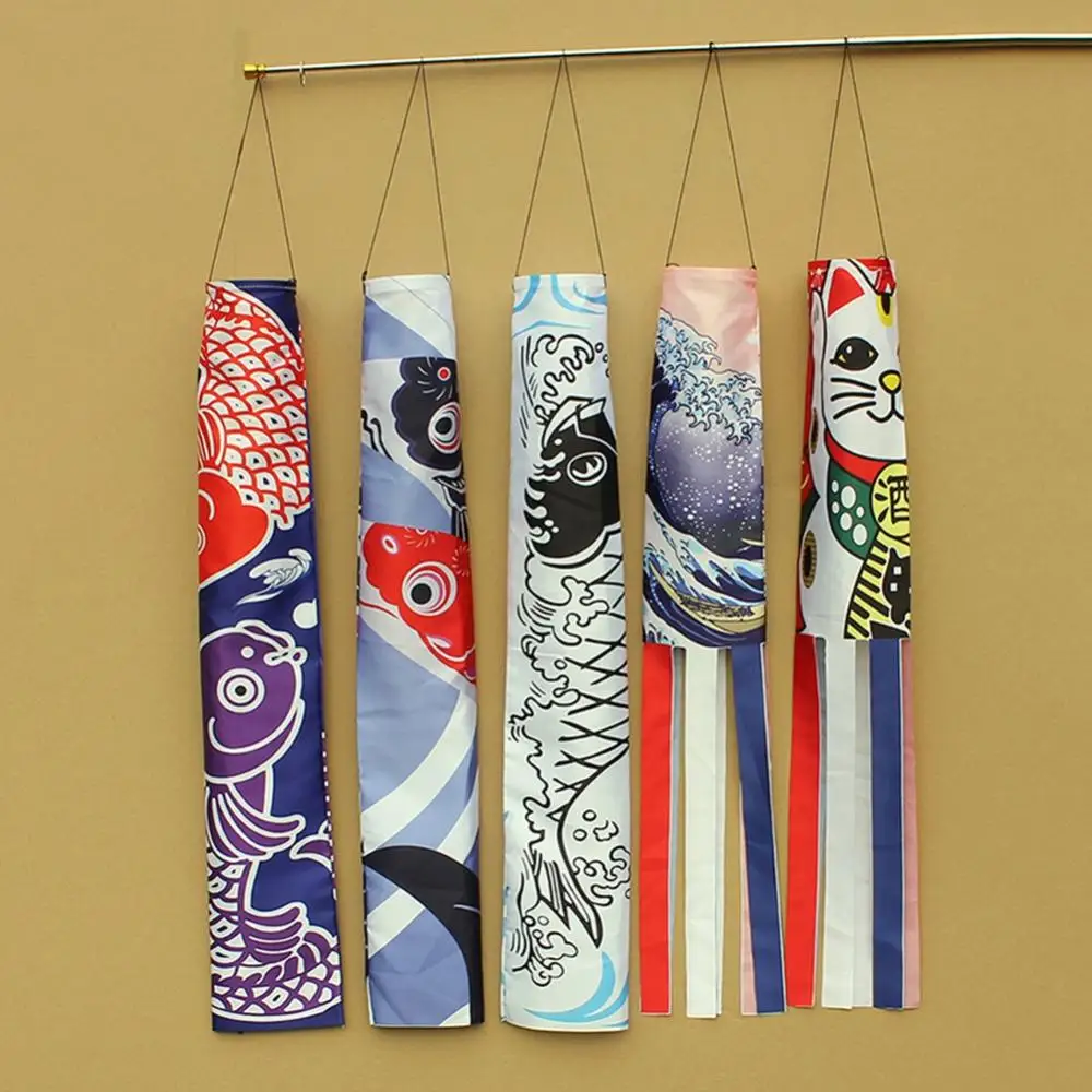 

70cm 140cm Fish Flag Japanese Carp Spray Windsock Streamer Koinobori Kite Sushi Store Cartoon Fish Windsock Carp Wind Sock Flag