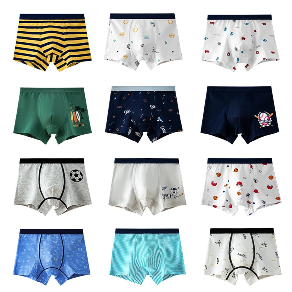 2022 Summer New Young Children's Boxer Briefs A Class Cotton  Cartoon Underwears 4-Packs For 3-8 Years Old Kids