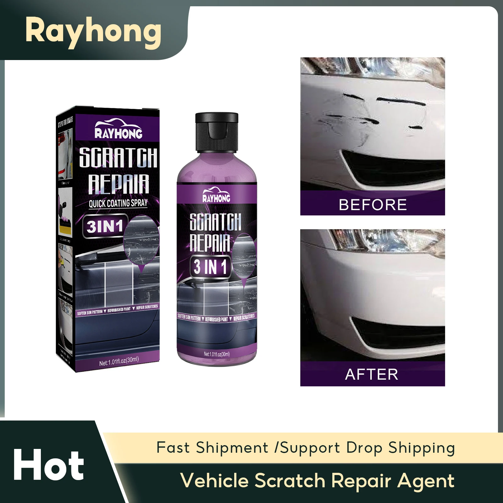 

Vehicle Scratch Repair Agent Automotive Surface Styling Slight Scratch Mark Restore Polishing Cars Body Paint Maintenance Agent