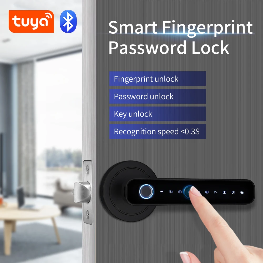 PHIPULO Biometric Fingerprint Smart Door Lock Password Electronic Digital Lock Keyless Entry Door Knobs Lock for Bedroom Home
