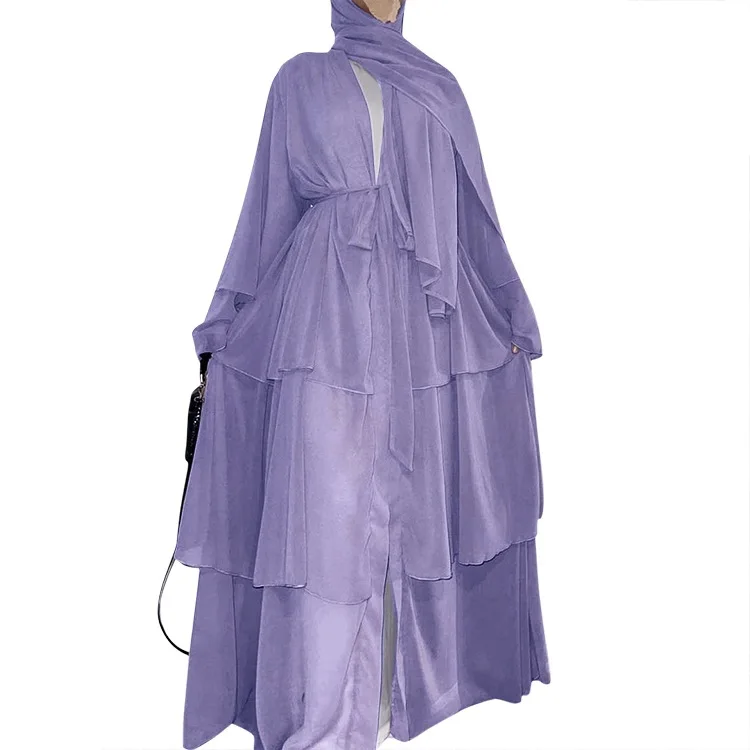 Мусульманское платье, Женская хиджаб Абая Caftan Marocain, Длинная женская одежда, трехслойное шифоновое платье, кафтан, Турция, мусульманское пла...