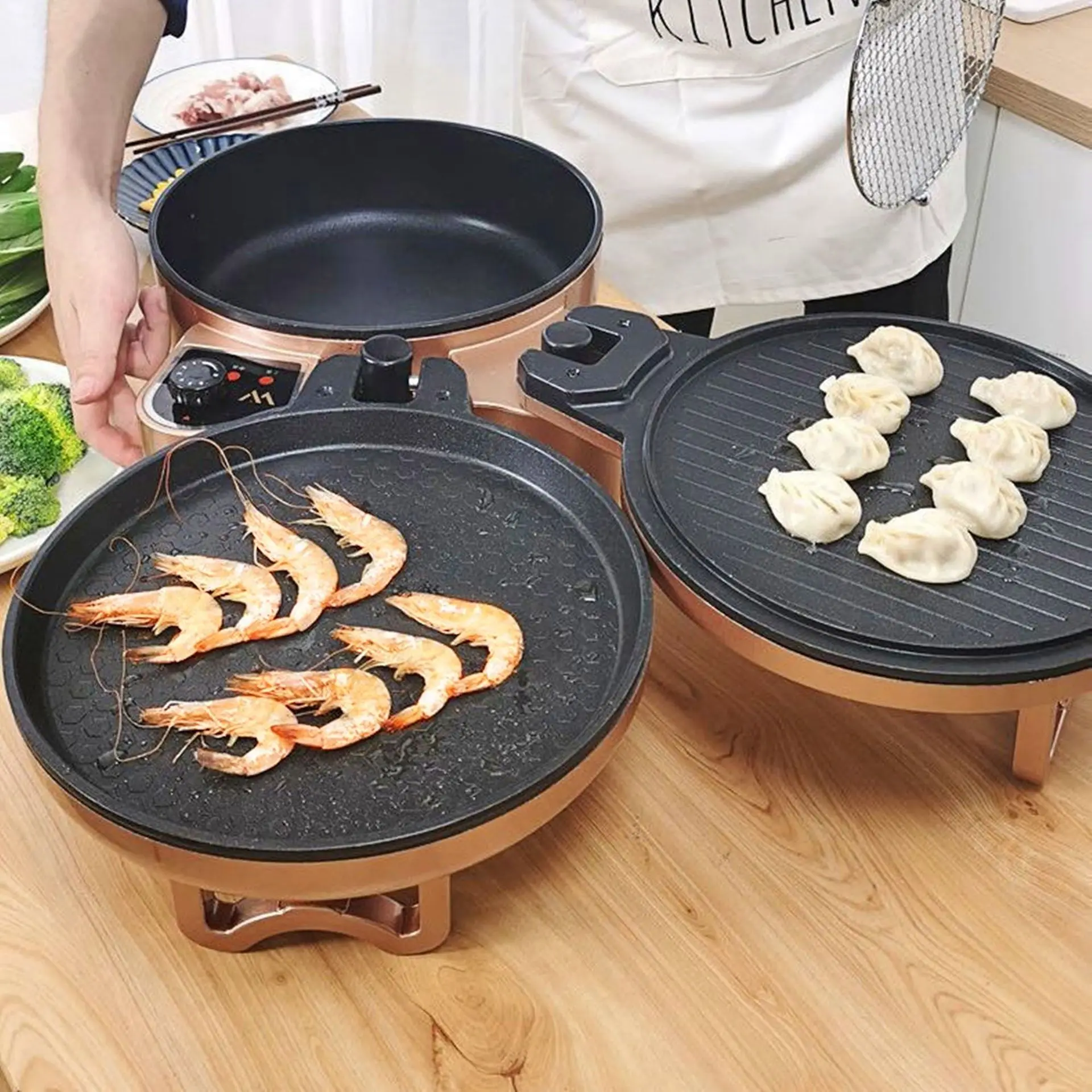 Multifunctional Electric Baking Pan Household Barbecue Machine  Barbecue Pot Portable Smokeless Electric Cookers