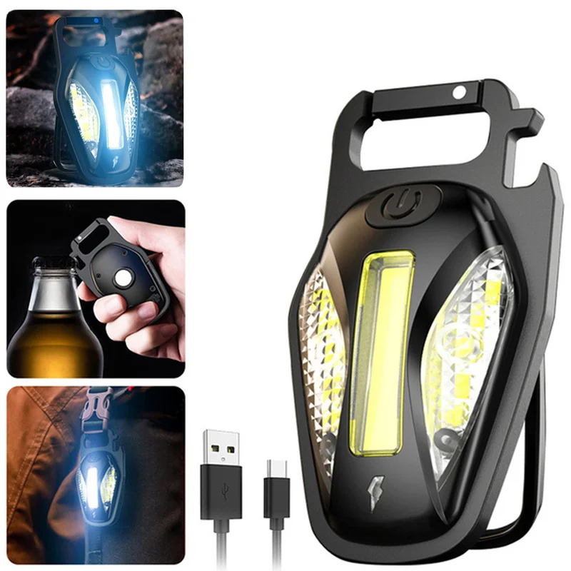 Купи Mini Flashlight Led Keychain Portable Pocket Flashlight USB Rechargeable Led Light Lantern White Torch Camping COB Lantern за 291 рублей в магазине AliExpress