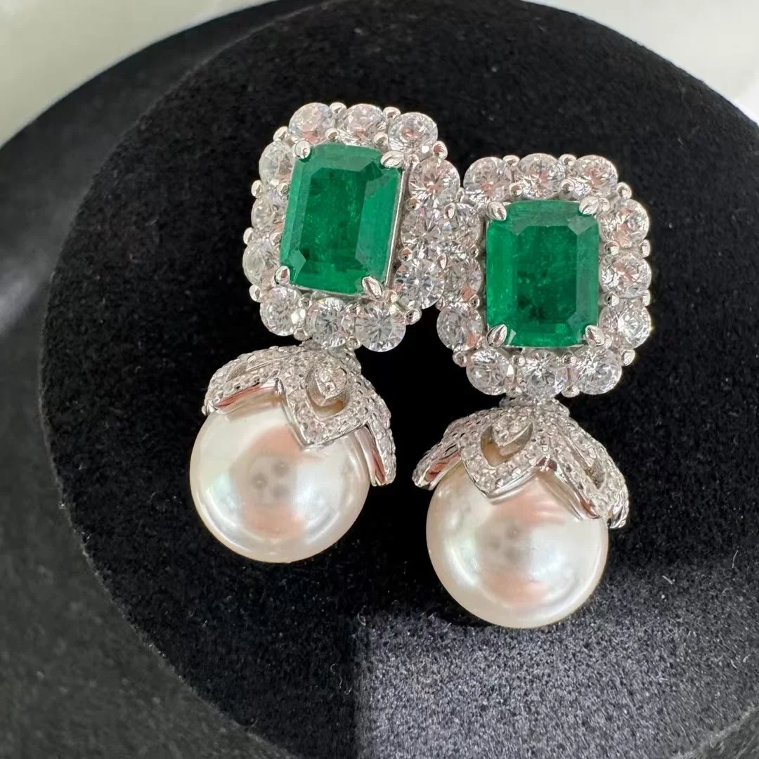 Серьги и ожерелье из стерлингового серебра 925 пробы выращенный в лаборатории