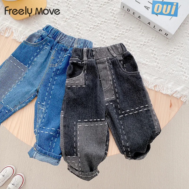 

Baby Jeans patchwork Jeans For Girls Spring Autumn Jeans Boy Girl Casual Style Toddler Girl Clothes