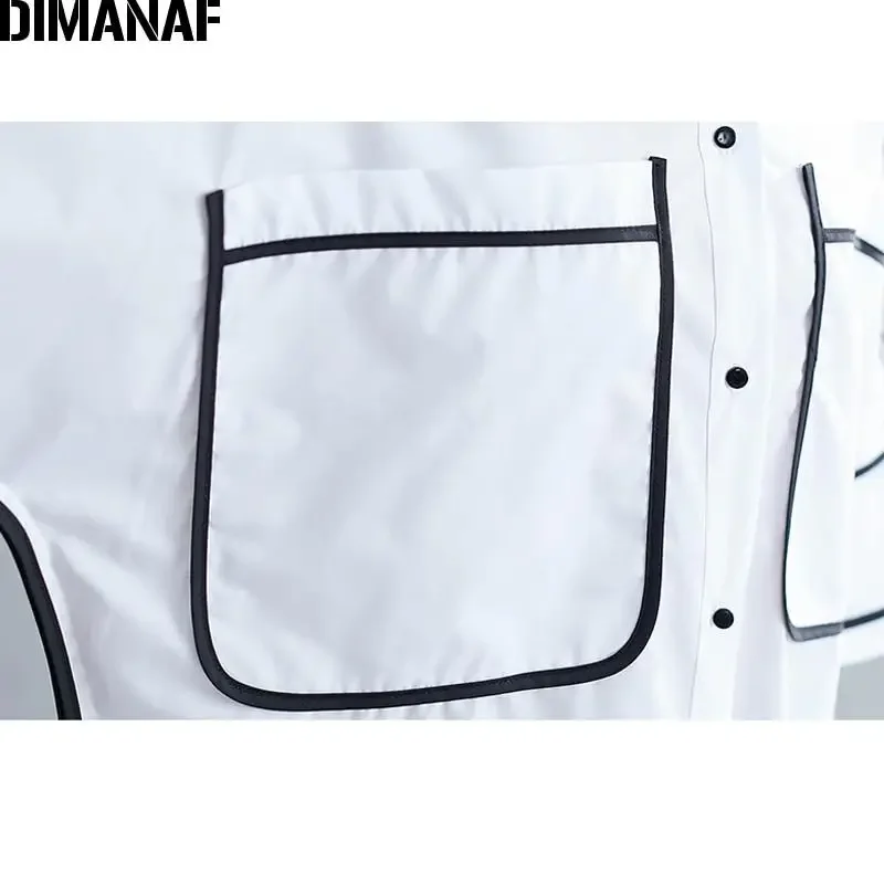 DIMANAF 2024 женские рубашки топы свободные повседневные с длинным рукавом и принтом в