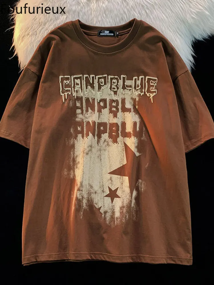 

Мужская и женская хлопковая футболка с коротким рукавом и принтом