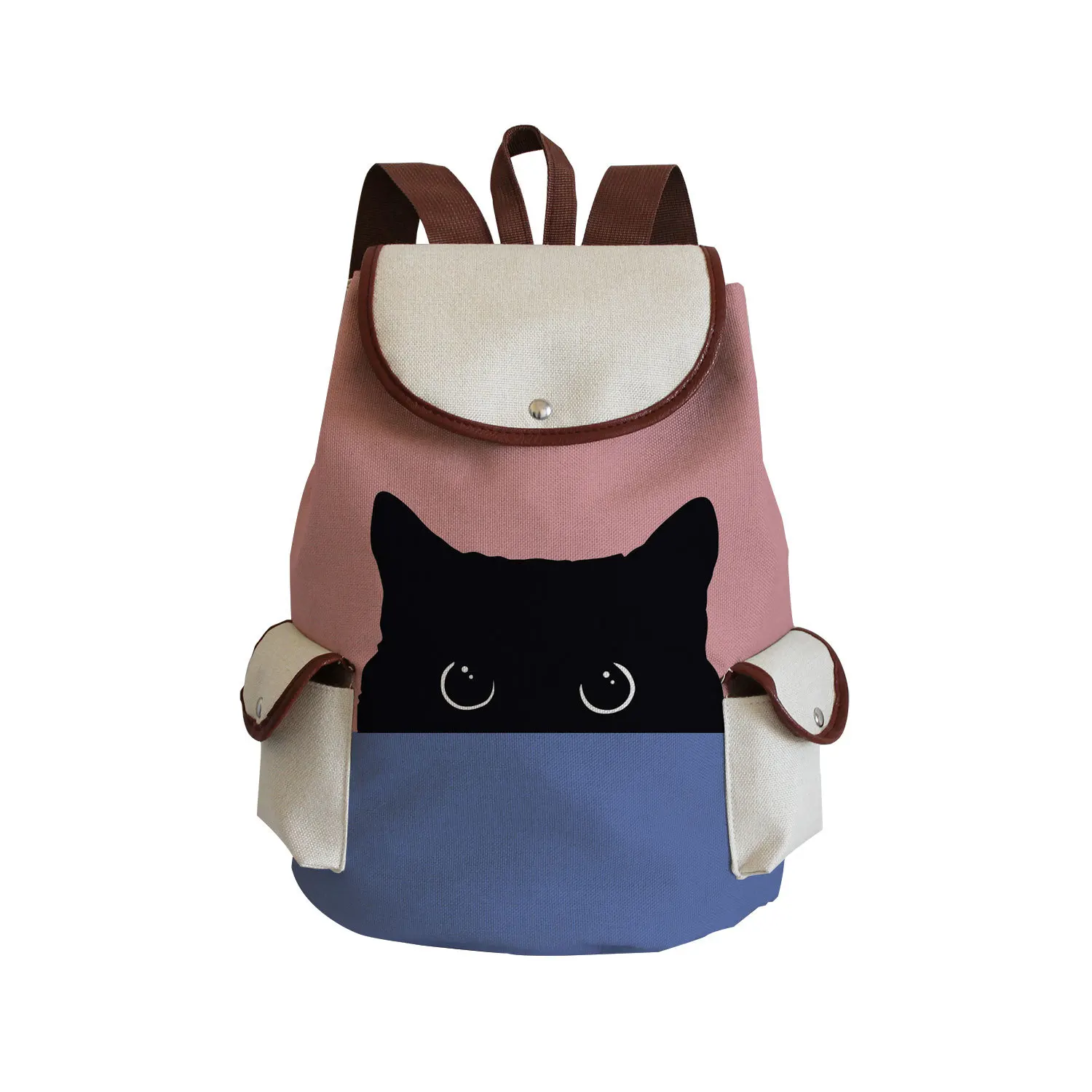 Hot selling cute colorblock cat print backpack Large capacity printed backpack