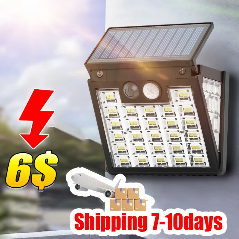 

Солнечные уличные светильники, водонепроницаемые украшения для сада, наружное освещение, 270 °, внешняя солнечная лампа с датчиком движения, настенная уличная лампа