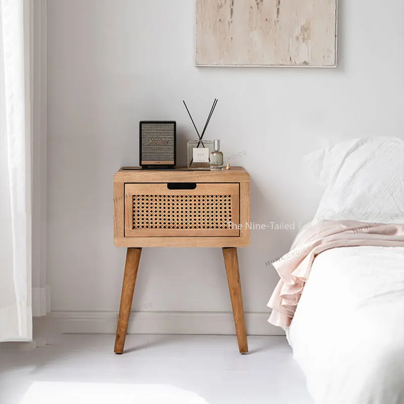

Luxury Rattan Nightstands Comfortable Bedroom Drawers Storage Cabinet Nordic Home Furniture Bedroom Side Bedside Table XY50BT