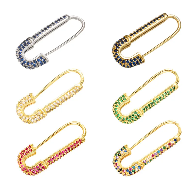 

New Fashion Gold Pin Fob Earring Accessories Zircon Jewelry for Women