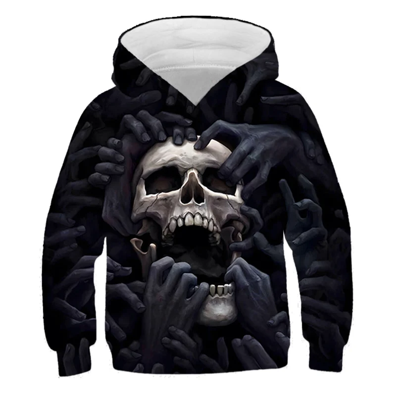 

2022 Толстовка на Хэллоуин, толстовка с принтом черепа мрачного Жнеца, Детские пальто, пуловер, толстовки для мальчиков, свитшоты, топы для дев...