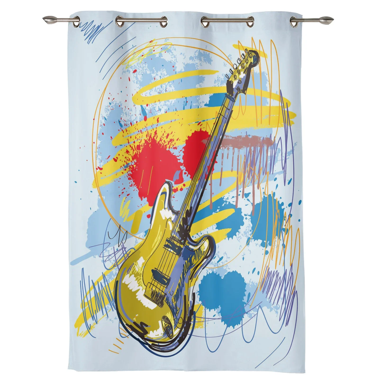 Красочные шторы для гитары рок-музыки всплеск художественные спальни гостиной