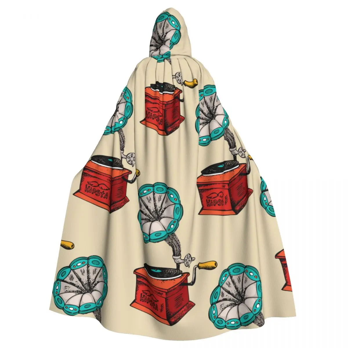 

Hooded Cloak Unisex Cloak with Hood Retro Gramophone Vintage Music Sound Cloak Vampire Witch Cape Cosplay Costume