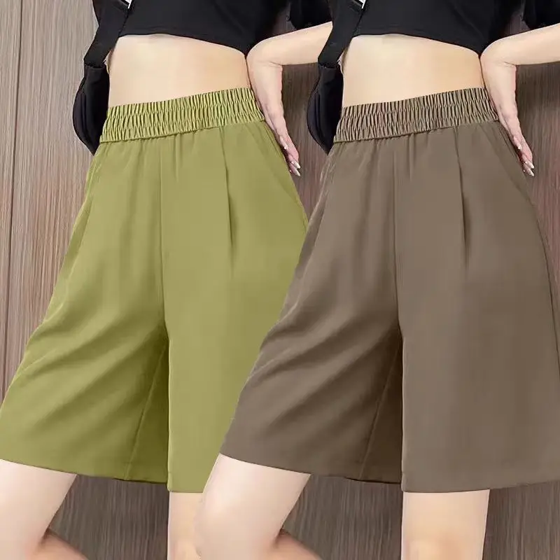 Брюки женские с завышенной талией повседневные плиссированные однотонные