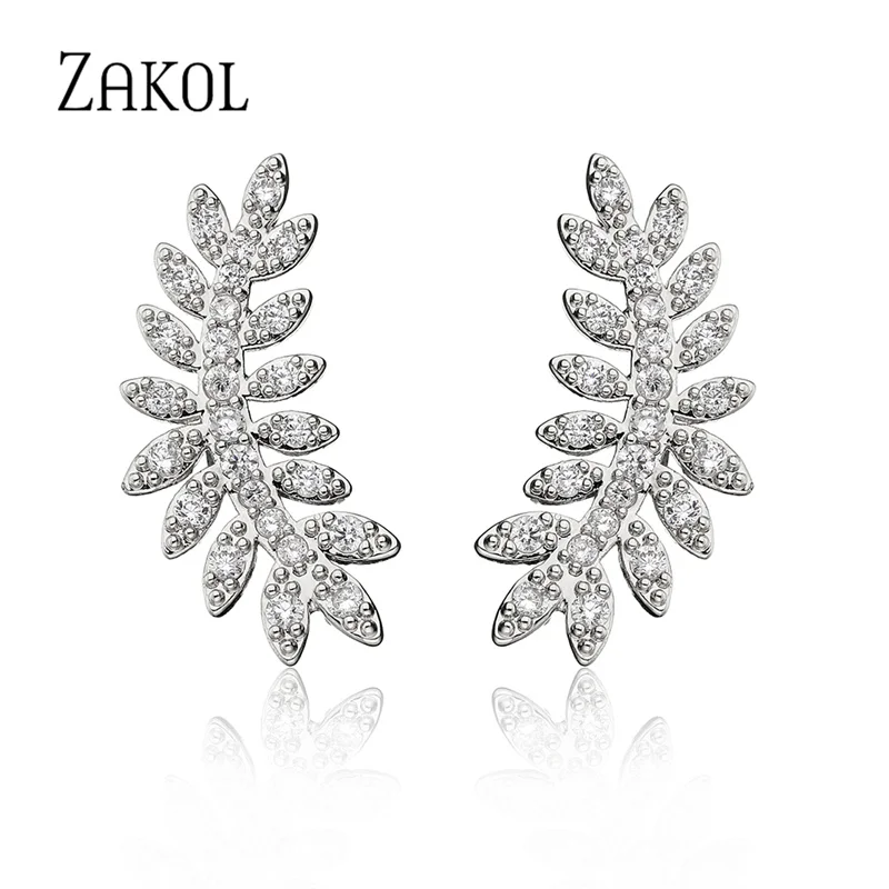 ZAKOL модные ретро серьги-гвоздики с цветком и перьями простые микро