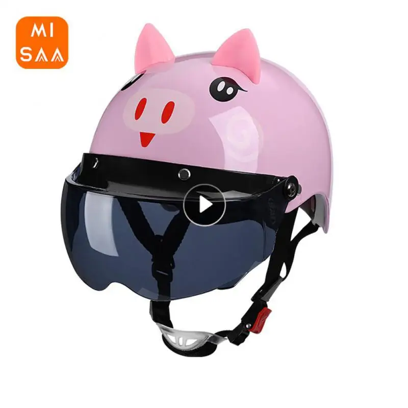 

Motorcycle Helmet With Short Brown Goggles Cute Universal Portable Car Accessories Safety Helmets Electric Bicycle Helmets