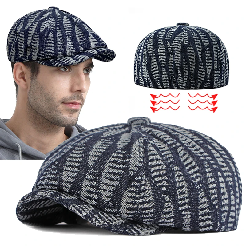 

Berets Hats for Women Men British Retro Octagonal Hat Print Newsboy Cap Ivy Flat Hat Painter Hat Breathable Beret Cap