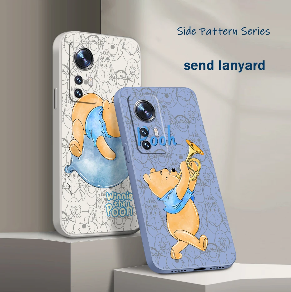 

Cute Disney Winnie Bear For Xiaomi Mi 13 12T 11i 11X 10S 10 Pro Lite Ultra 5G Liquid Rope Silicone Phone Case