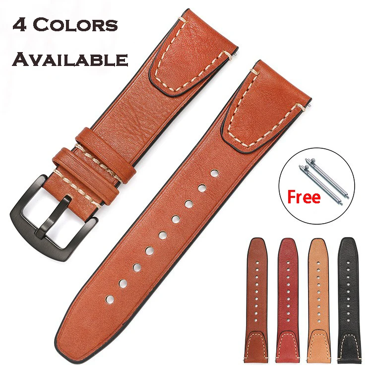 

Handmade Cow Leather Watch Strap 4 Colors Available Vintage Yellow Brown Watch Band 20mm 22mm For Panerai Citizen Casio SEIKO