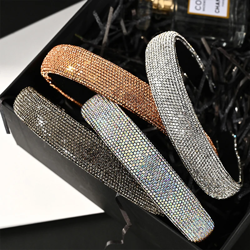 

Shiny Full Rhinestone Crystal Headbands Fashion Women Hair Accessories Headdress Padded Hairbands Hair Bands Sparkly Hair Hoop