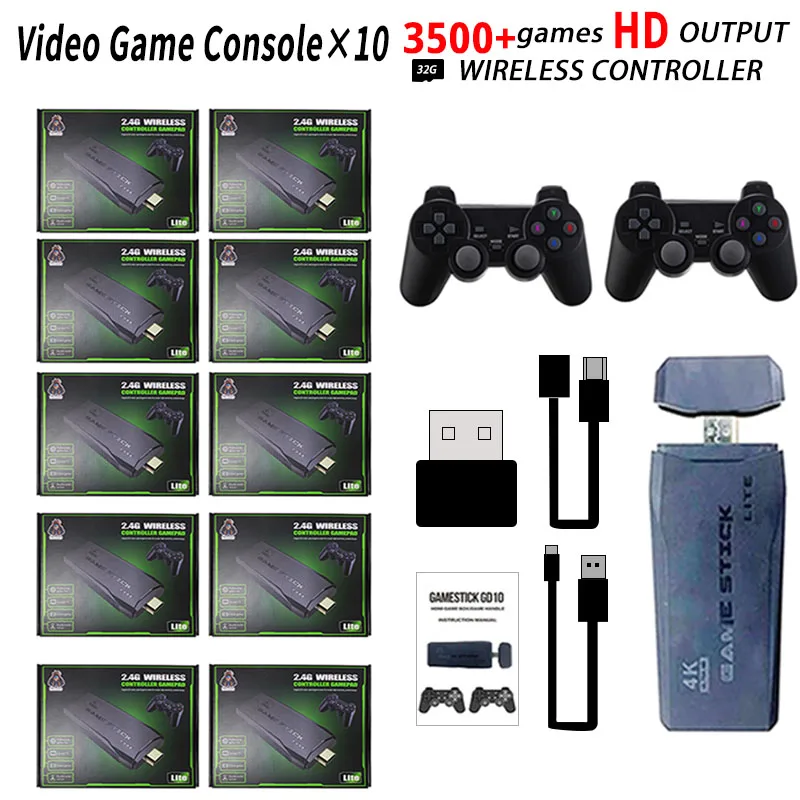 

10pcs 4K 32G Built Retro Games Console Wireless Controller For PS1/FC/GBA Xmas Gift DropshippingVideo Game Console 3500 Games